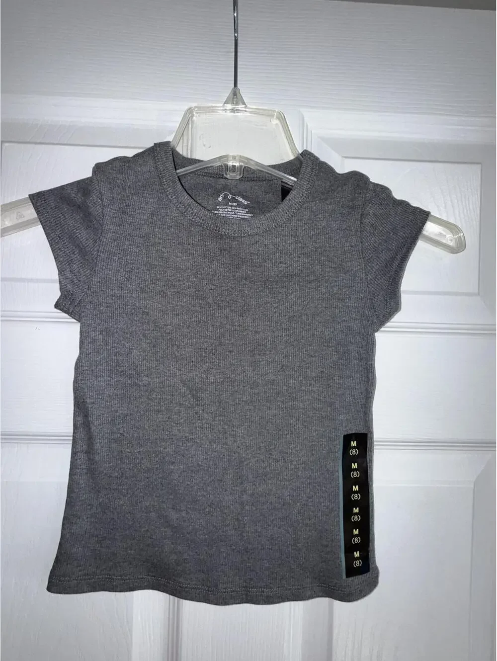 Art & Glass Kids Gray Ribbed Short‑Sleeve Tee – Size M (Kids), NWT - Picture 1 of 3